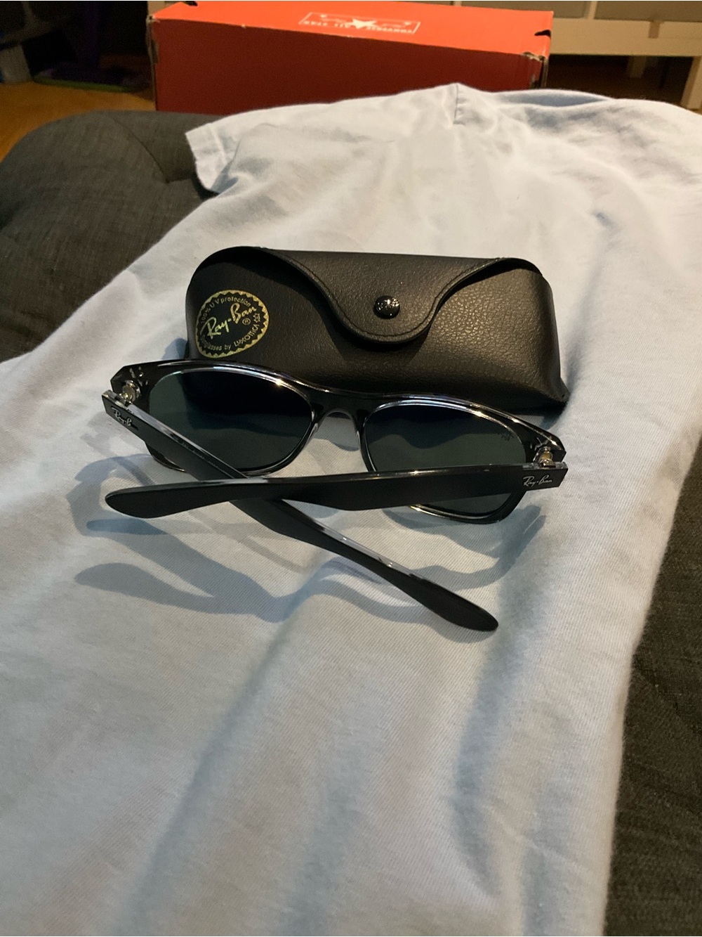 Ray-Ban Polarized XL Wayfarer Sunglasses in Black | Crystal - Picture 3 of 5